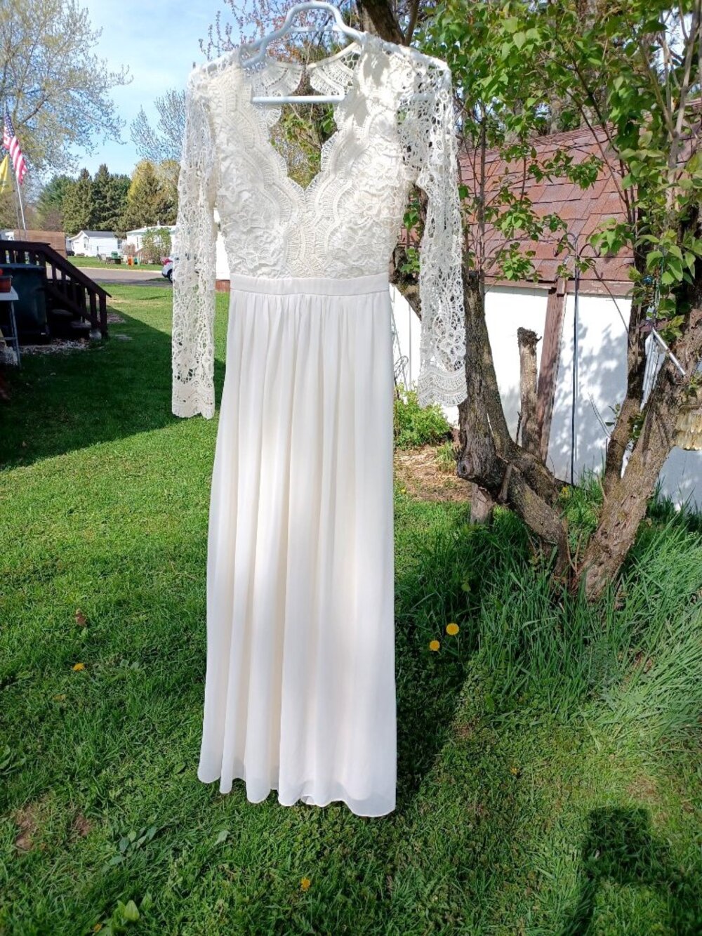 NWT Maniju Dress Bridal Maxi Lace Earthy Boho Chic Cottagecor Whimsical Women L